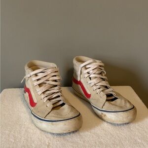 Red and White High-Top Sneakers